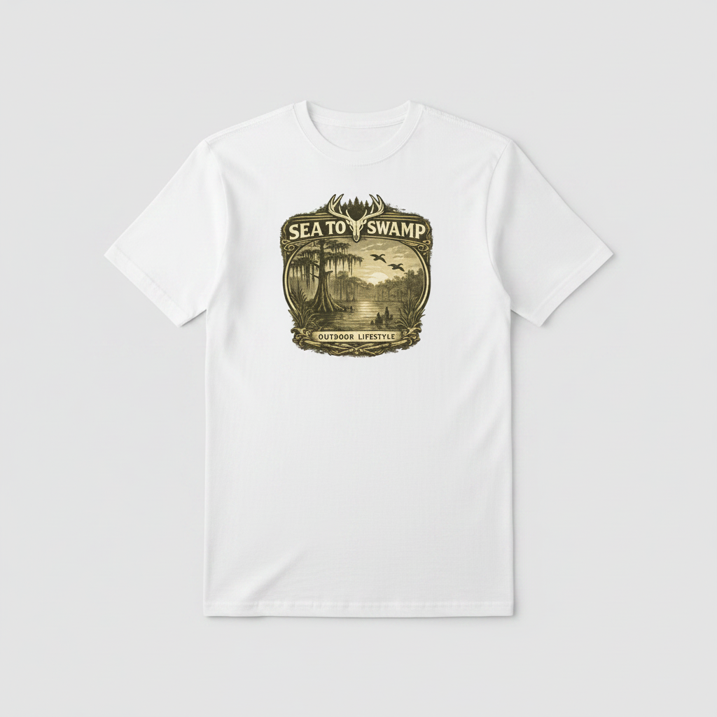 Cypress Sunset Tee – White Back Mockup