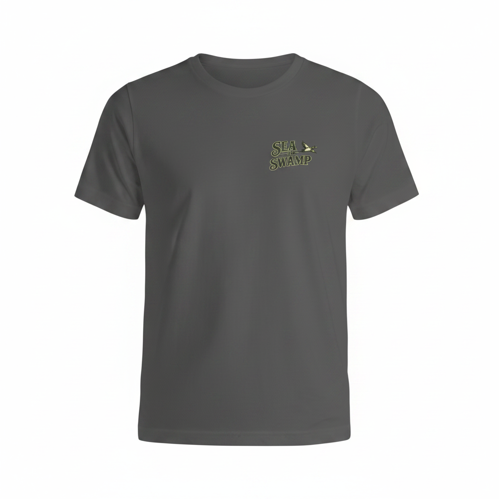Cypress Sunset Tee – Asphalt Front Mockup